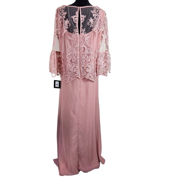 Le Bos Womens Formal Embroidered Lace Bodice Draped Skirt Maxi Dress Size 10 - Picture 5 of 16